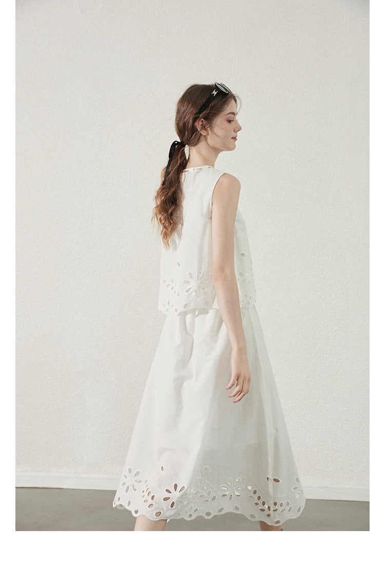 Cut-Out Floral Dress In Faux Two-Piece Style