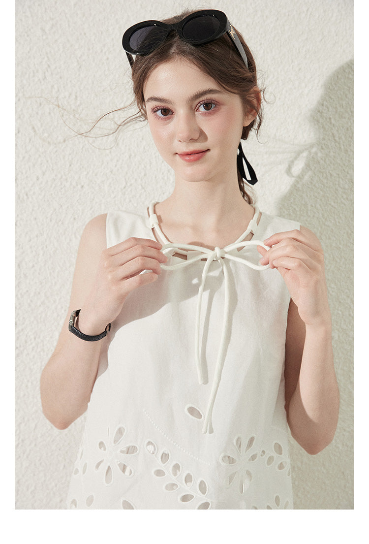 Cut-Out Floral Dress In Faux Two-Piece Style