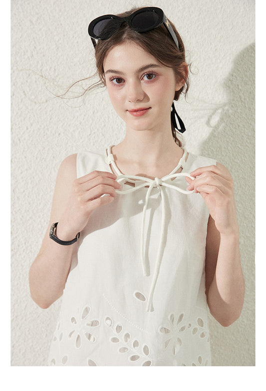 Cut-Out Floral Dress In Faux Two-Piece Style