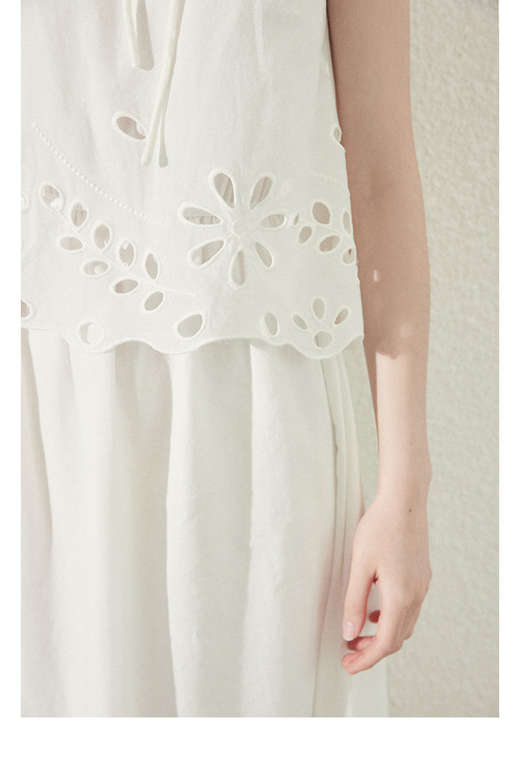 Cut-Out Floral Dress In Faux Two-Piece Style