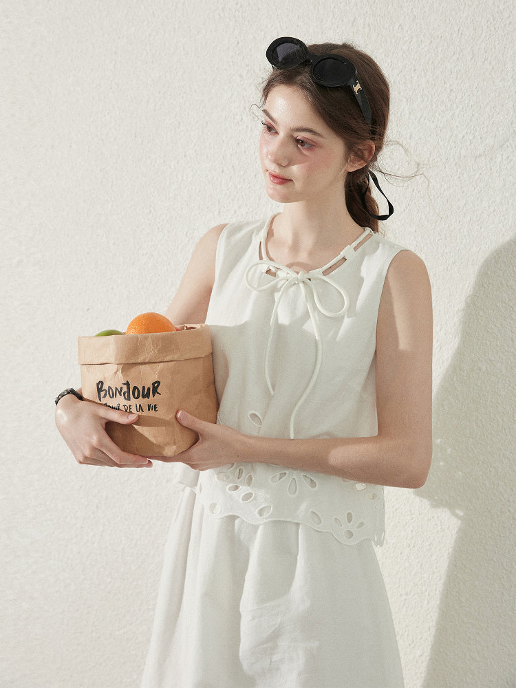 Cut-Out Floral Dress In Faux Two-Piece Style