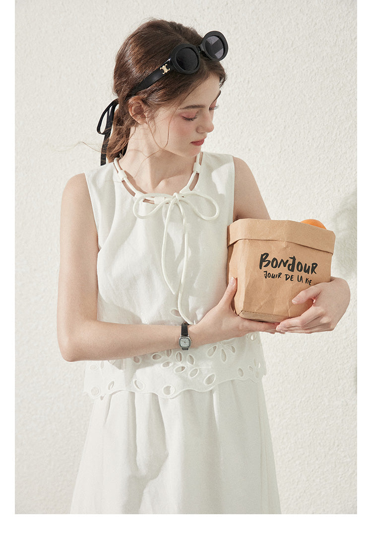 Cut-Out Floral Dress In Faux Two-Piece Style