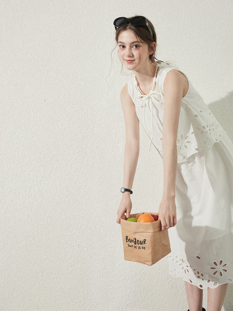 Cut-Out Floral Dress In Faux Two-Piece Style