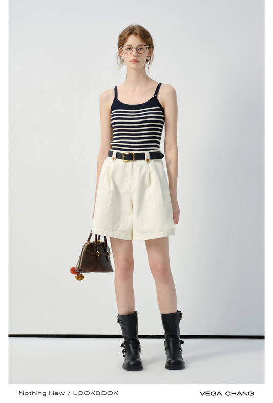 Classic Striped Knit Camisole, High-Waist Shorts