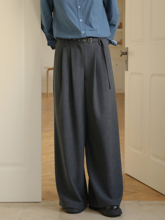 Chic Belted Wide-Leg Trousers With Pleats