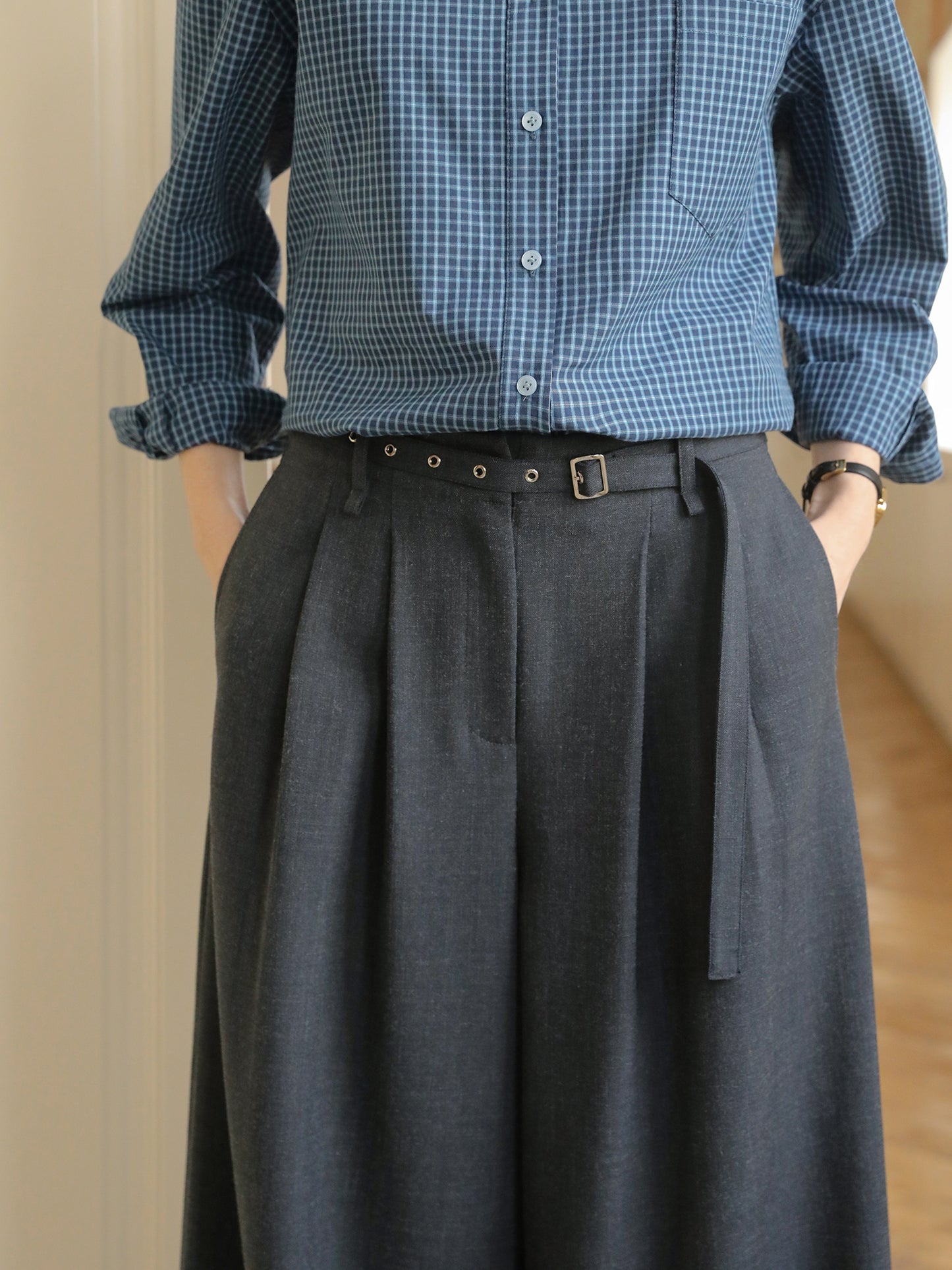 Chic Belted Wide-Leg Trousers With Pleats