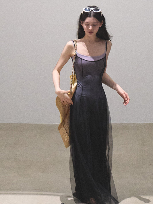 Layered Sheer Mesh Cami Dress In Two Lengths