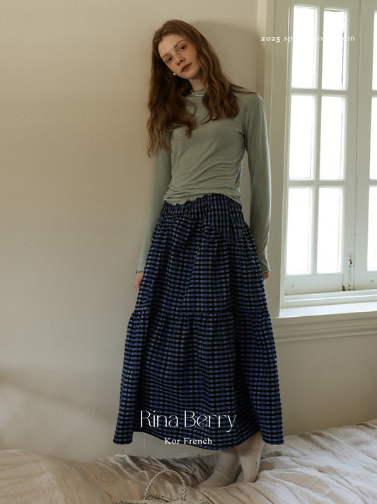 Plaid Flared Tiered Skirt