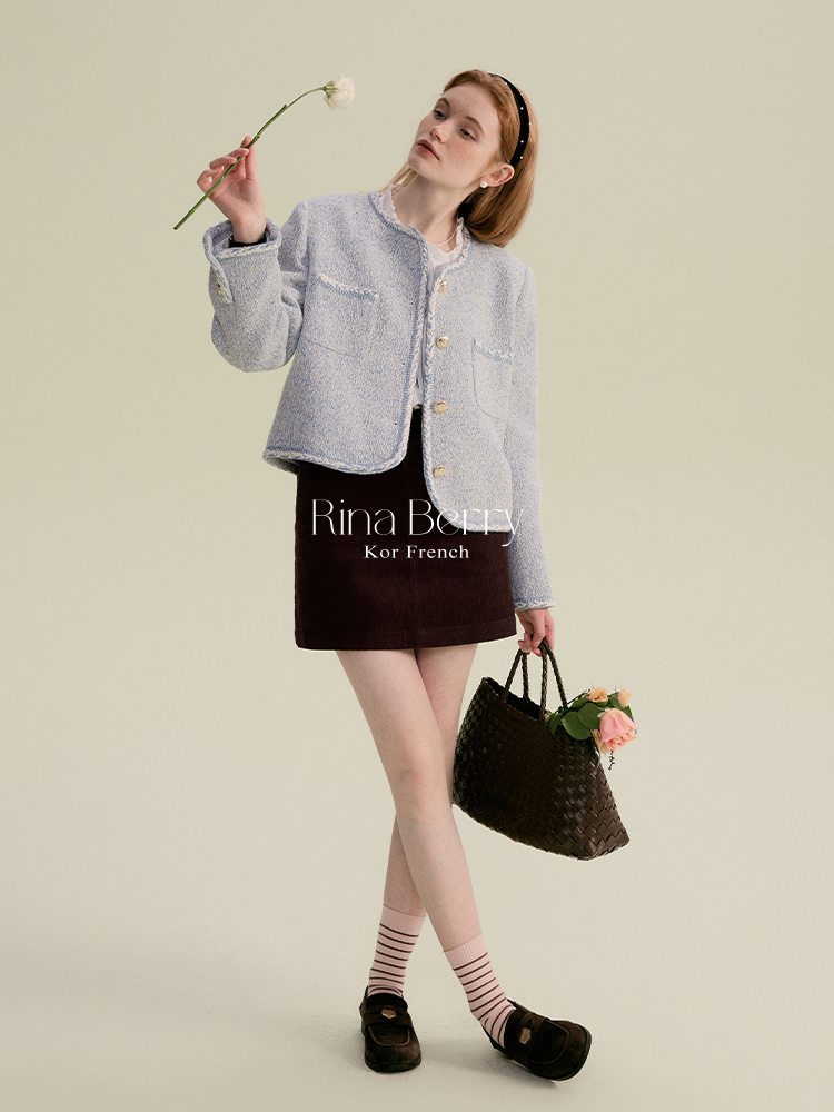 Chic Collarless Jacket With Braided Detailing