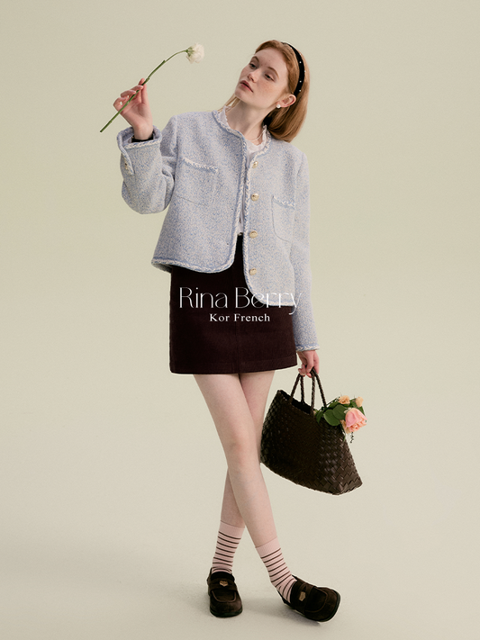 Chic Collarless Jacket With Braided Detailing