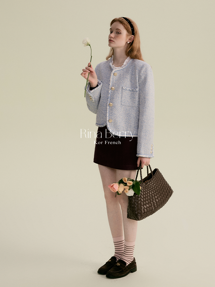 Chic Collarless Jacket With Braided Detailing