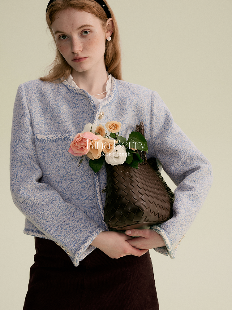 Chic Collarless Jacket With Braided Detailing