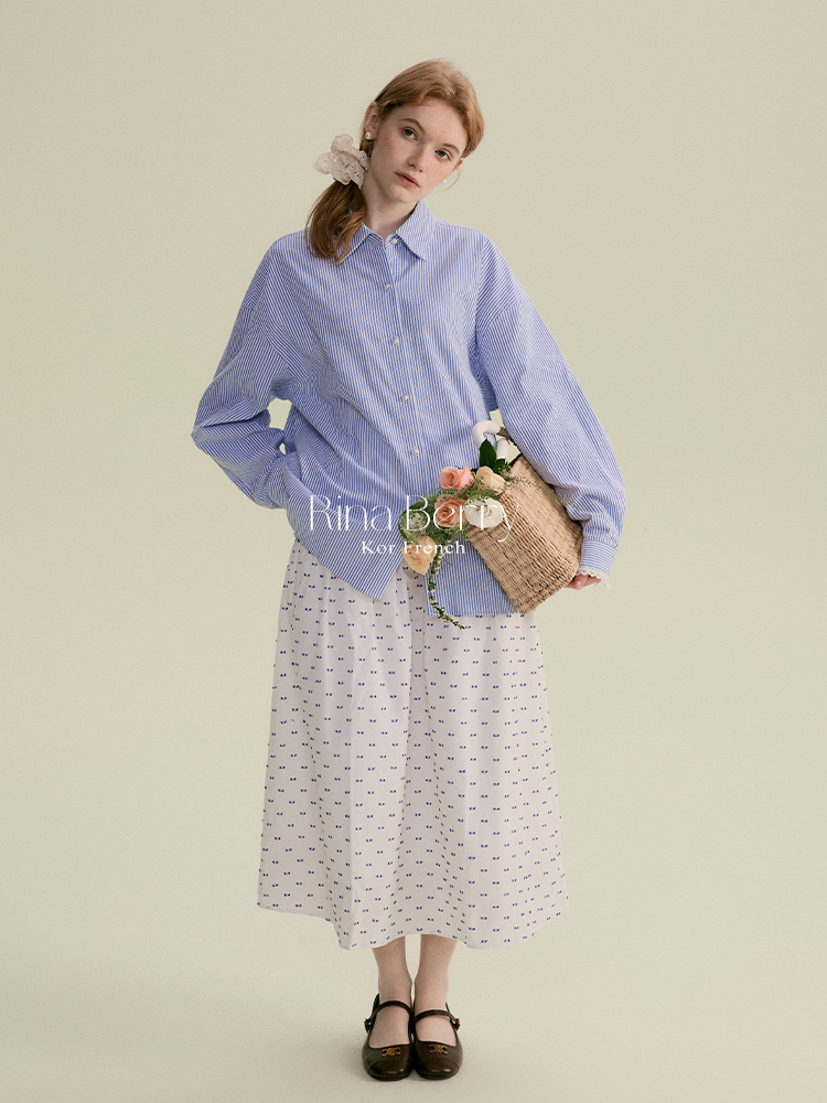 Striped Shirt With Lace-Trimmed Cuffs