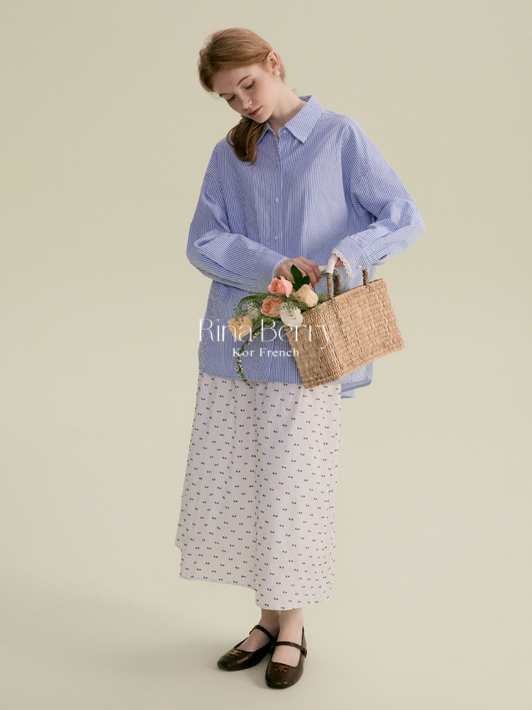 Striped Shirt With Lace-Trimmed Cuffs