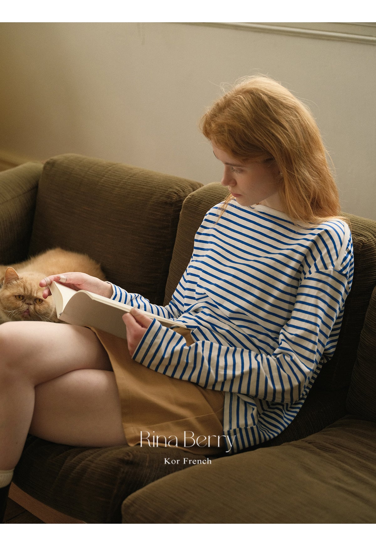 Striped Cotton Boat Neck T-Shirt