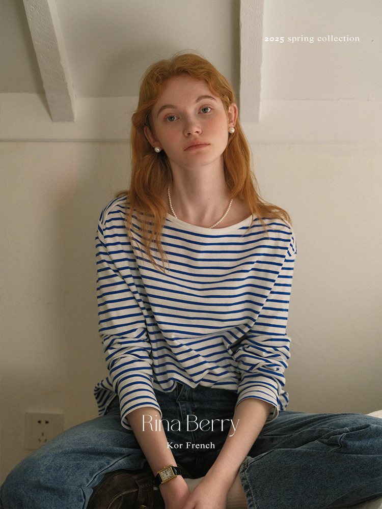 Striped Cotton Boat Neck T-Shirt