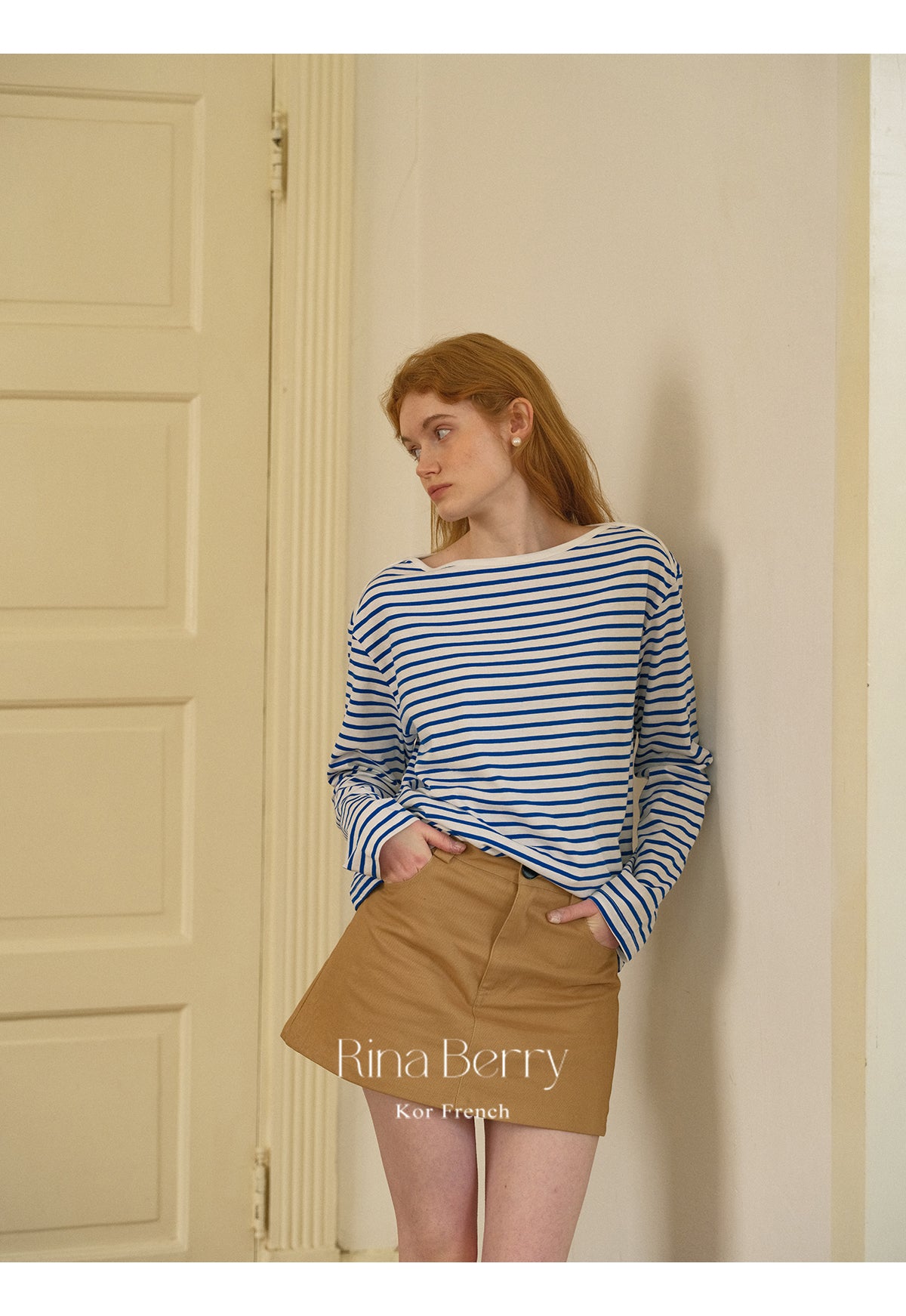 Striped Cotton Boat Neck T-Shirt