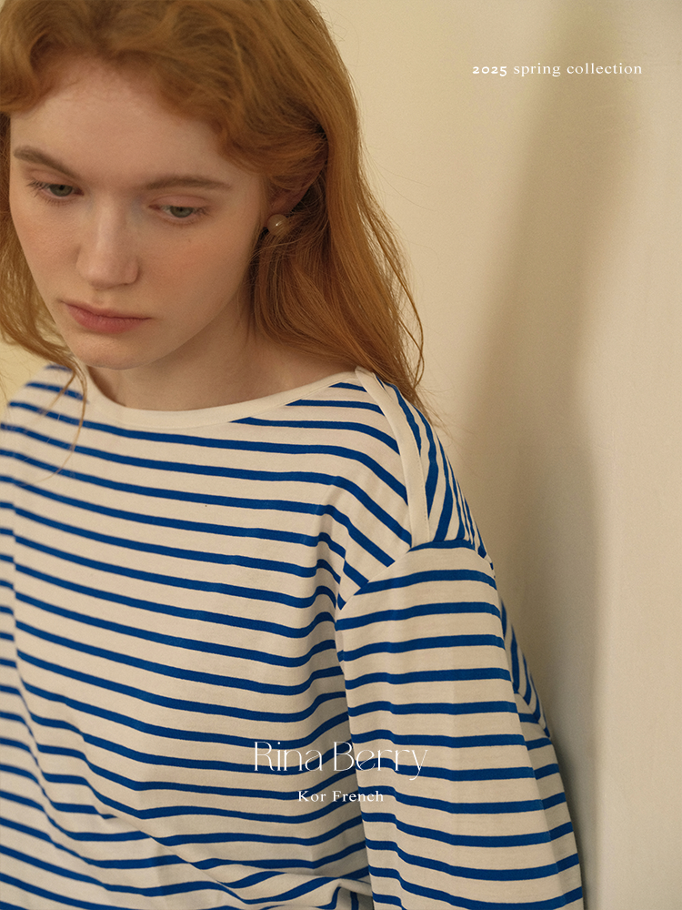 Striped Cotton Boat Neck T-Shirt