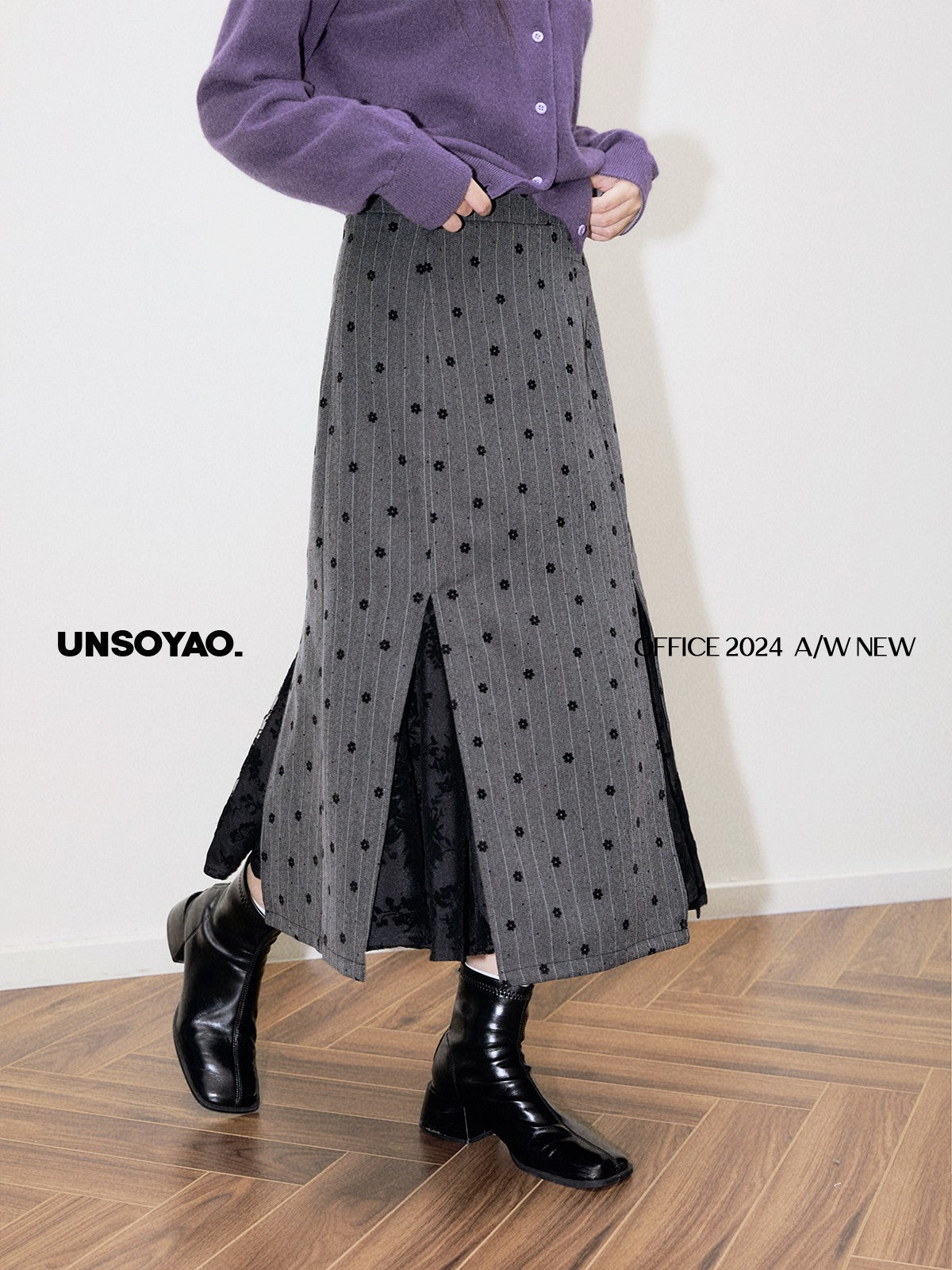 High Waist Pleated-Detail Midi Skirt