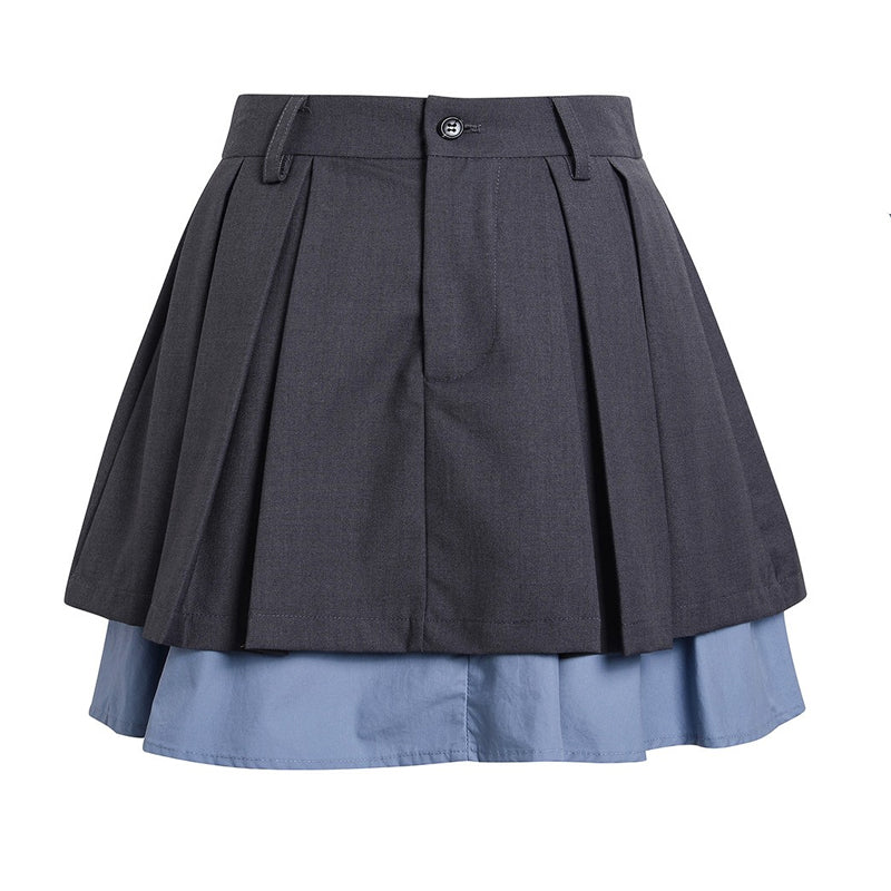 Cropped Cotton Shirt And Low-Rise Layered Skirt