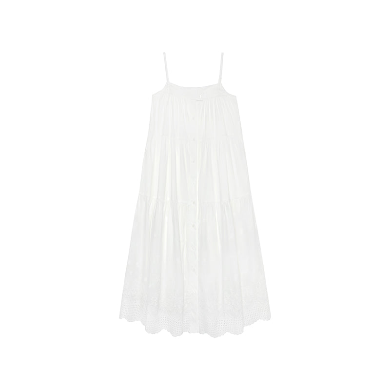 Striped Or Embroidered Button-Up Dress With Headscarf