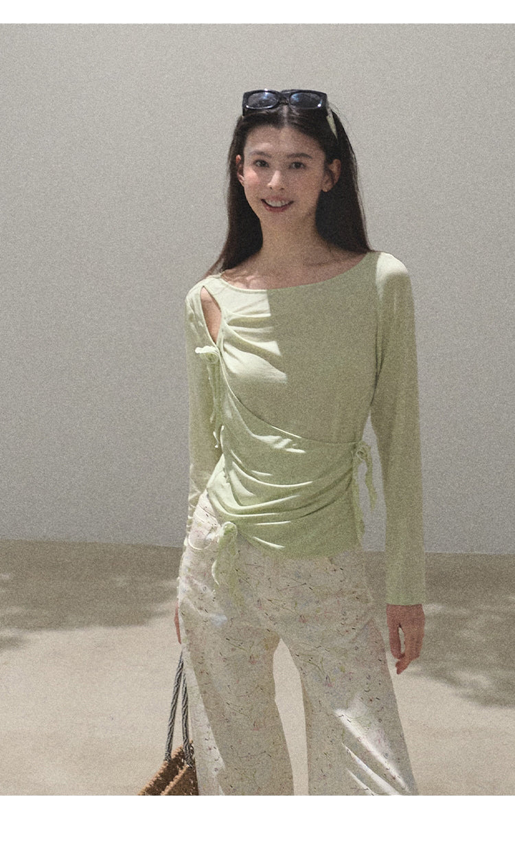 Wrap Style Top With Flower Accents