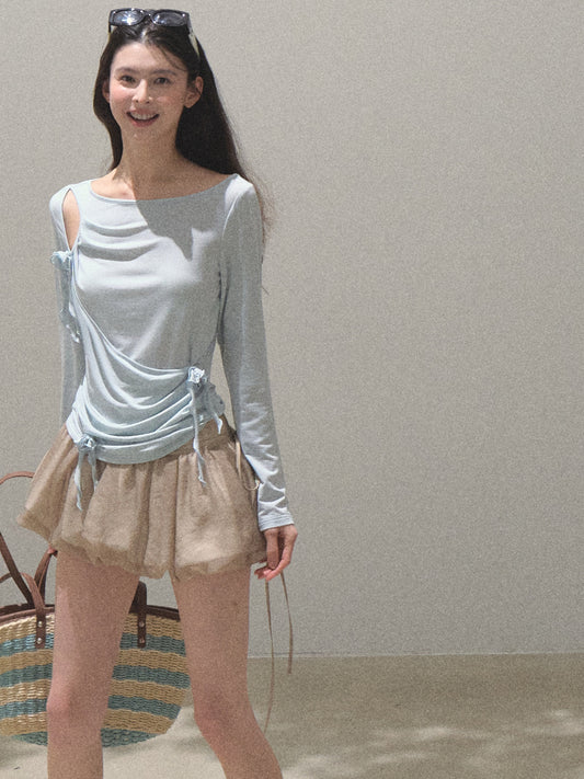 Wrap Style Top With Flower Accents