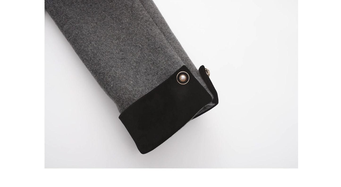 Pearl Beaded Wool Blend Stand Collar Jacket