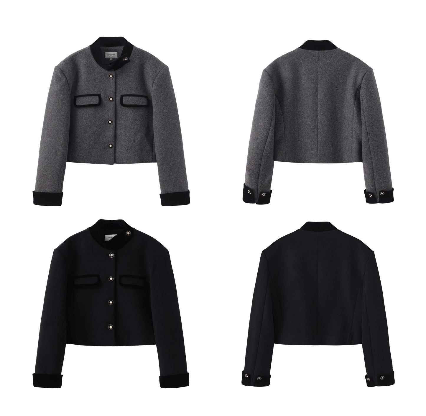 Pearl Beaded Wool Blend Stand Collar Jacket