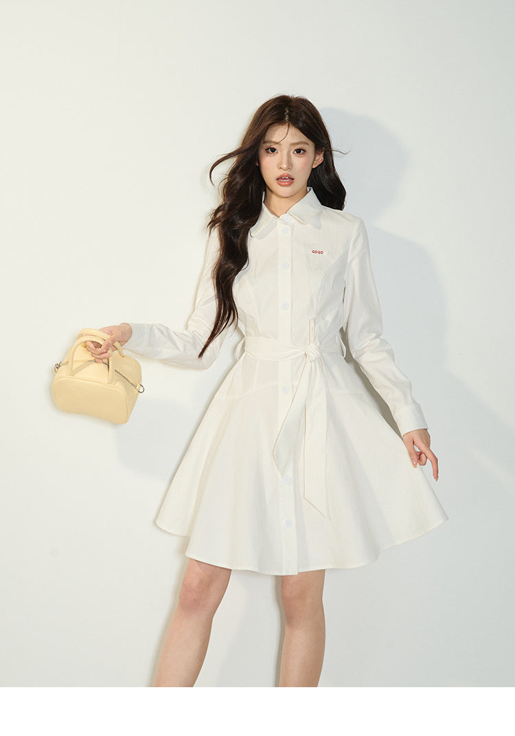 A-Line Flared Belted Dress In Sleeveless & Long Sleeve Options