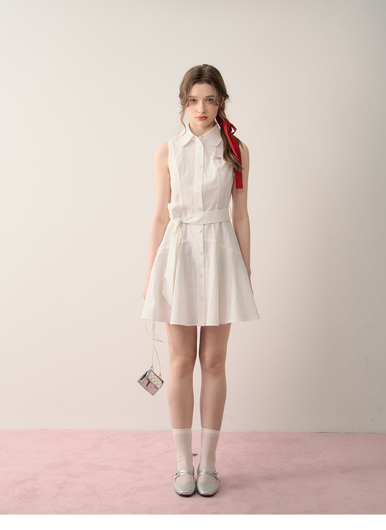A-Line Flared Belted Dress In Sleeveless & Long Sleeve Options