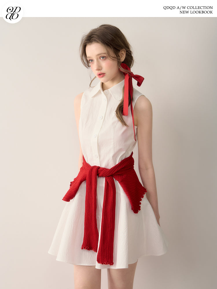 A-Line Flared Belted Dress In Sleeveless & Long Sleeve Options