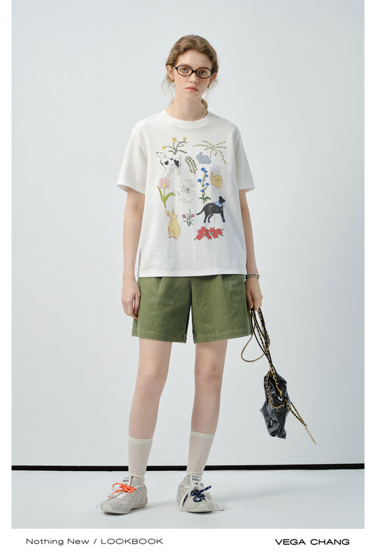 High-Waisted Tuck Denim Shorts