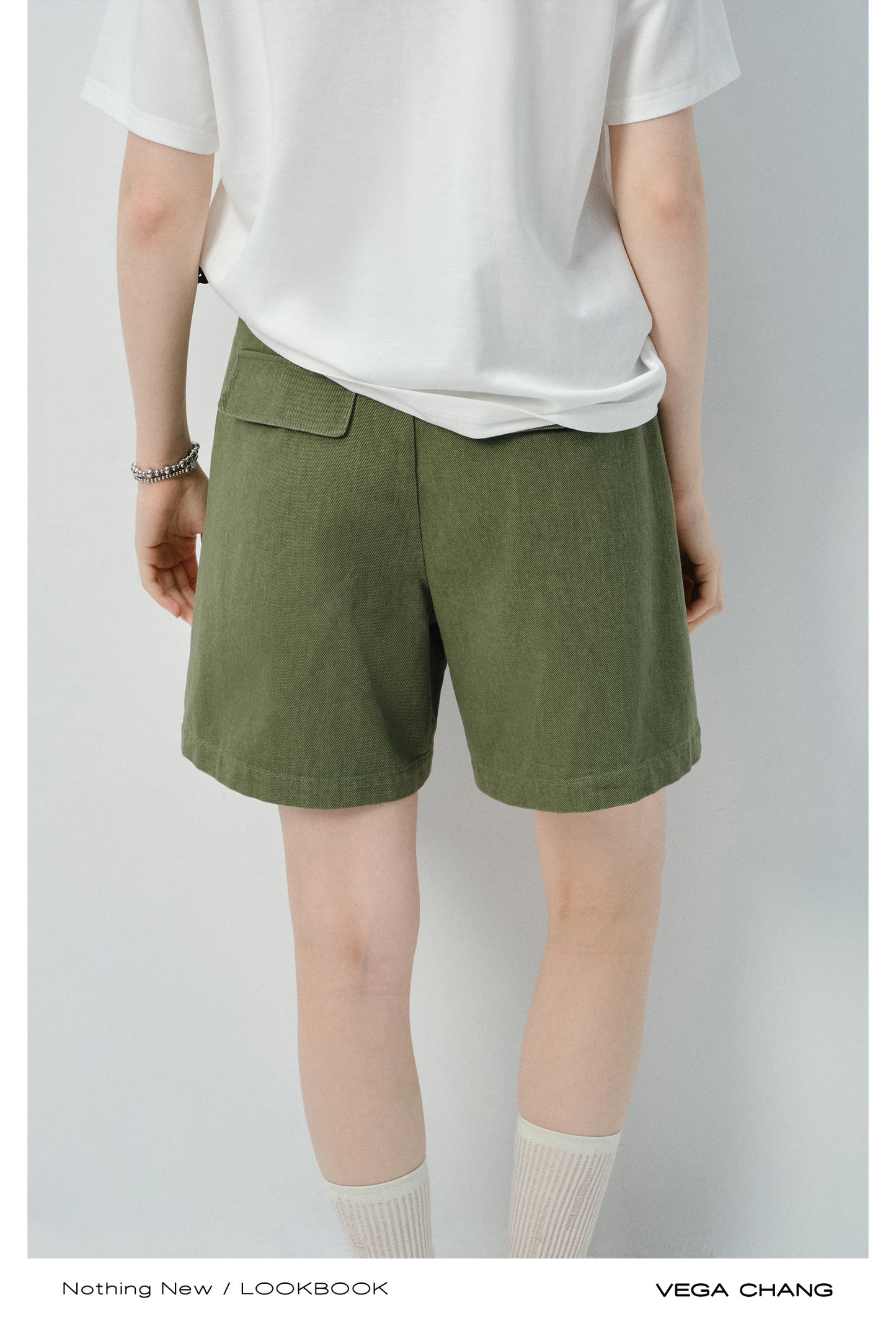 High-Waisted Tuck Denim Shorts