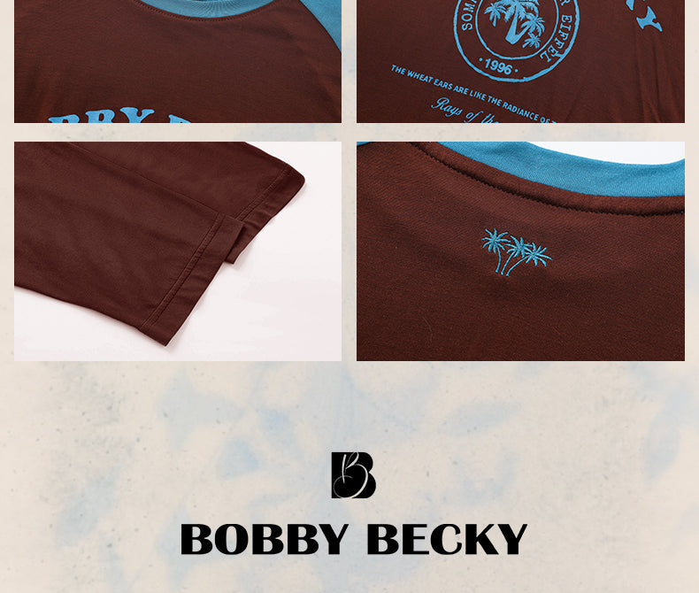 Vintage-Style Printed Raglan T-Shirt In Natural Fabric