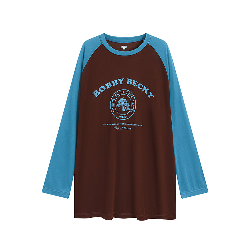 Vintage-Style Printed Raglan T-Shirt In Natural Fabric