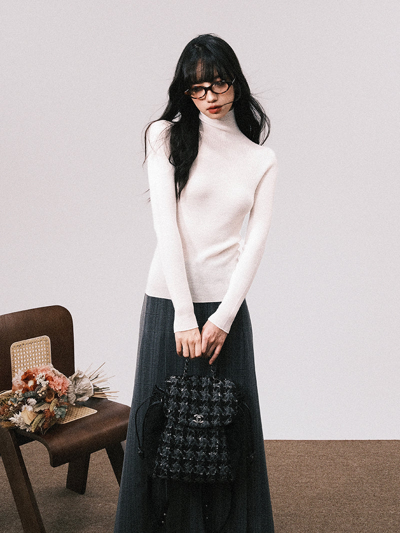 Machine Washable Wool High Neck Knit Top
