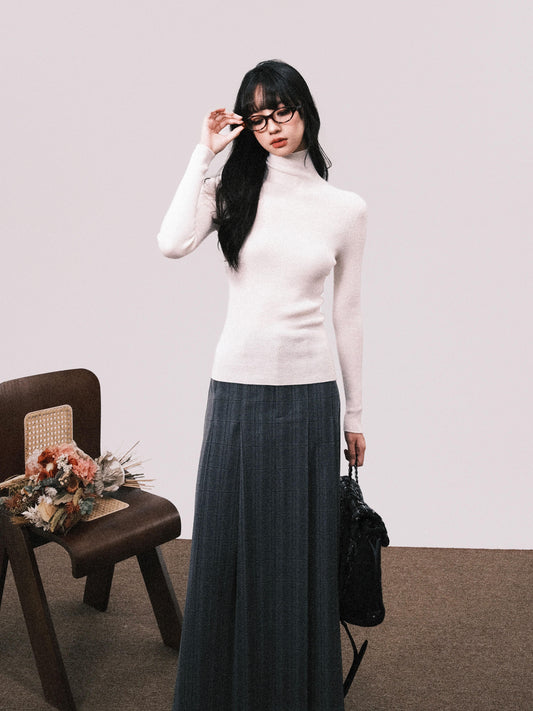 Machine Washable Wool High Neck Knit Top