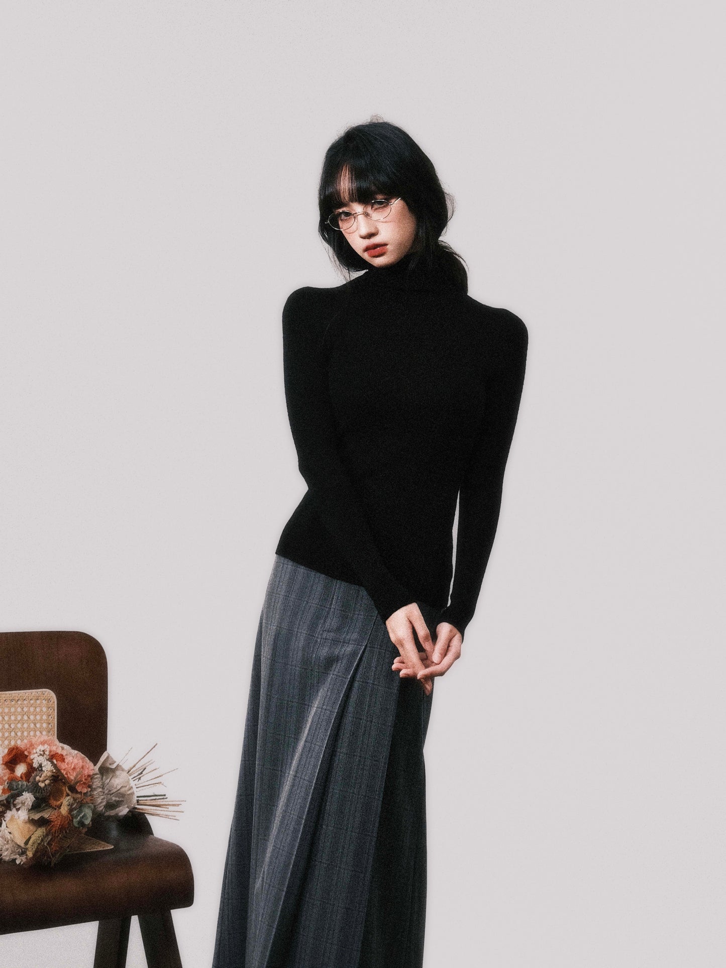 Machine Washable Wool High Neck Knit Top