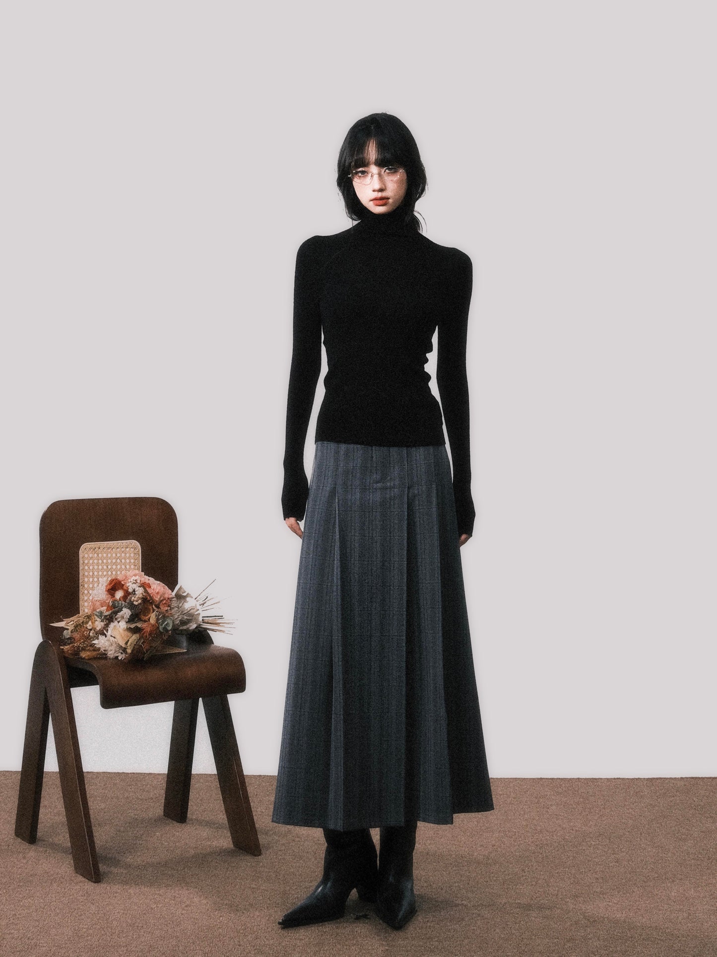 Machine Washable Wool High Neck Knit Top