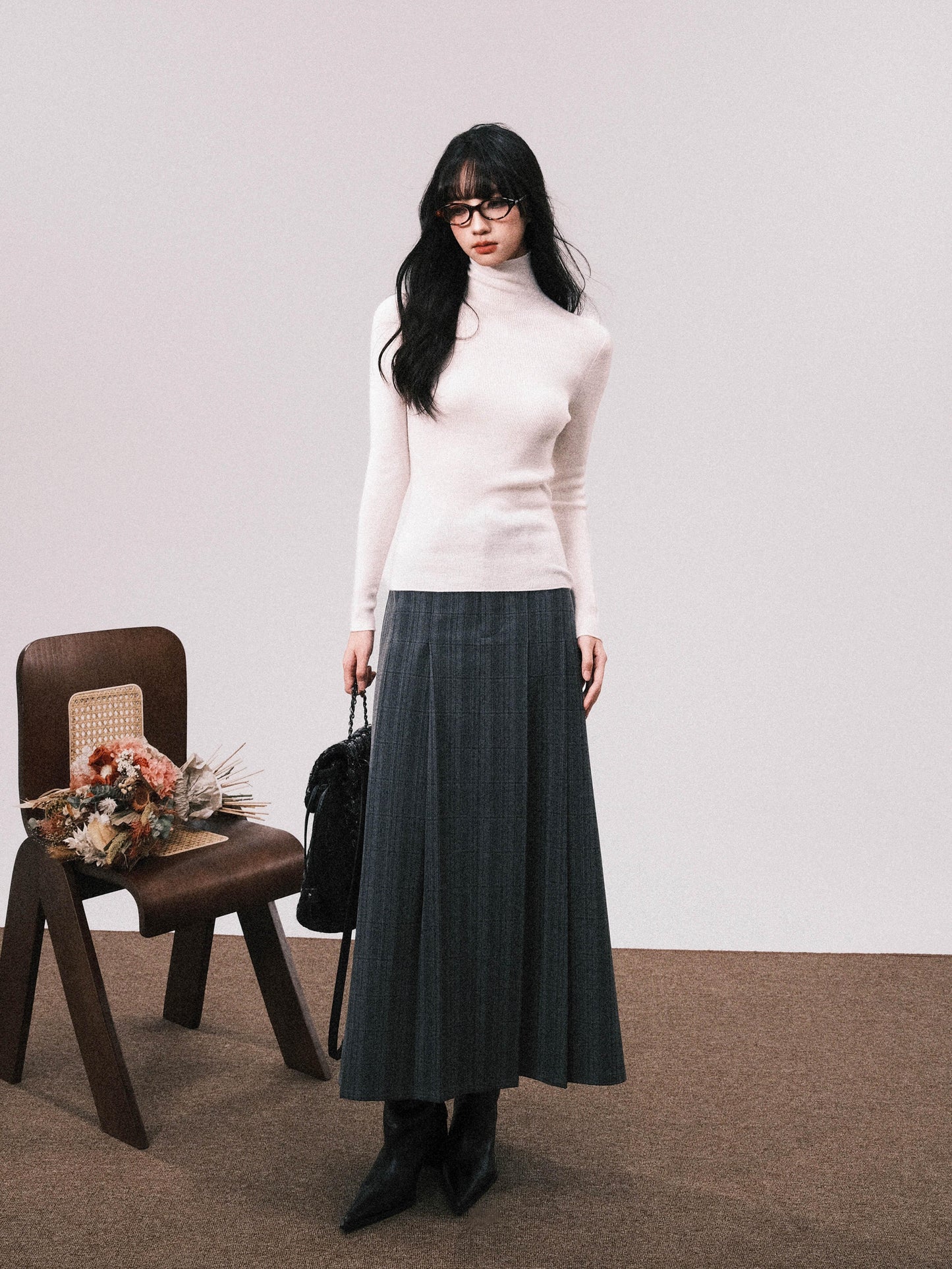 Machine Washable Wool High Neck Knit Top