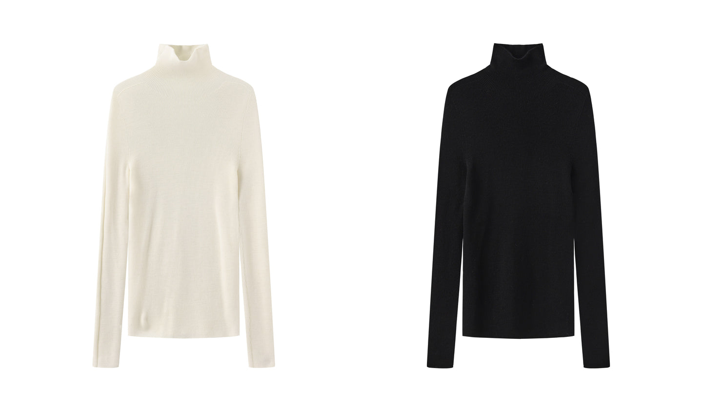 Machine Washable Wool High Neck Knit Top