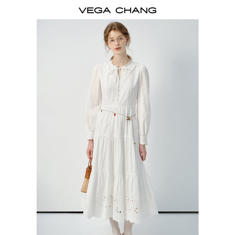 Eyelet Lace Cotton Dress And Matching Denim Vest