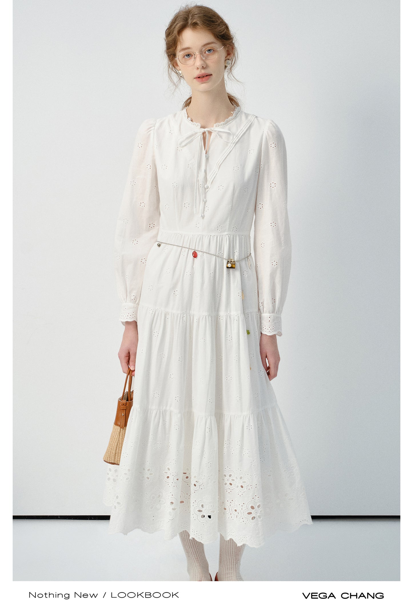 Eyelet Lace Cotton Dress And Matching Denim Vest
