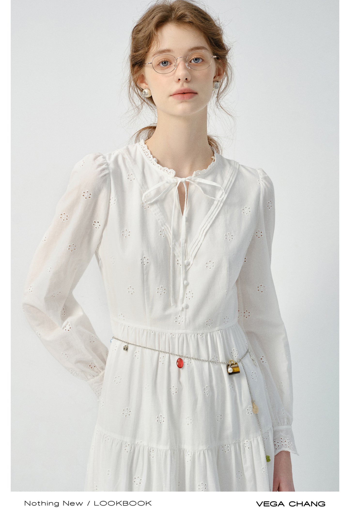 Eyelet Lace Cotton Dress And Matching Denim Vest