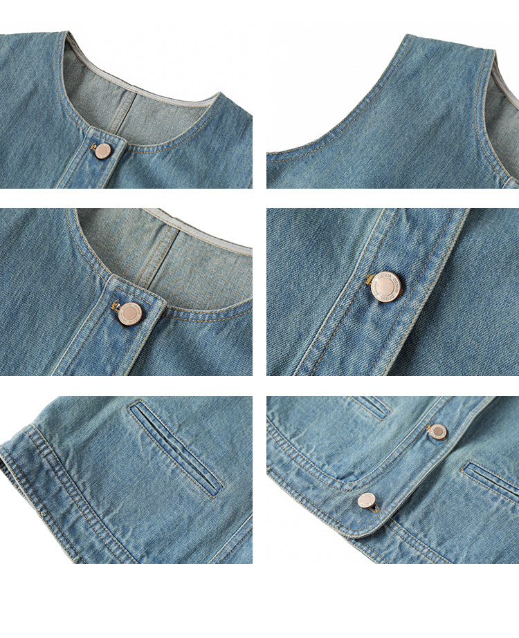 Eyelet Lace Cotton Dress And Matching Denim Vest