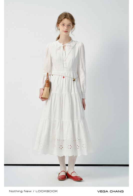 Eyelet Lace Cotton Dress And Matching Denim Vest