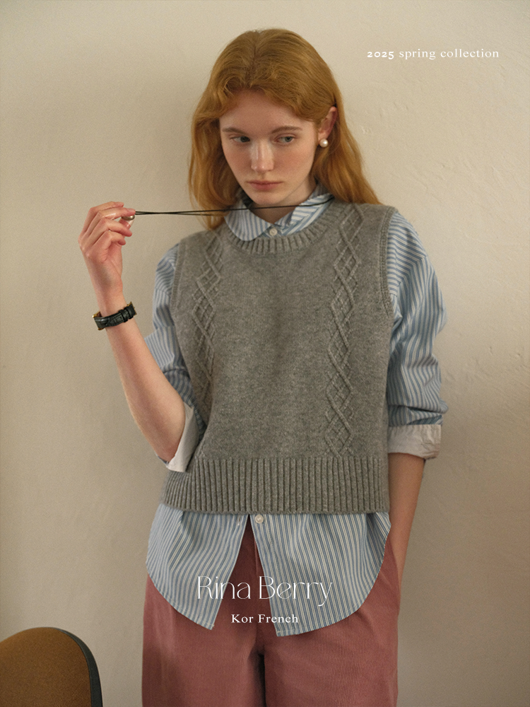 Back-Buttoned Cable Knit Vest