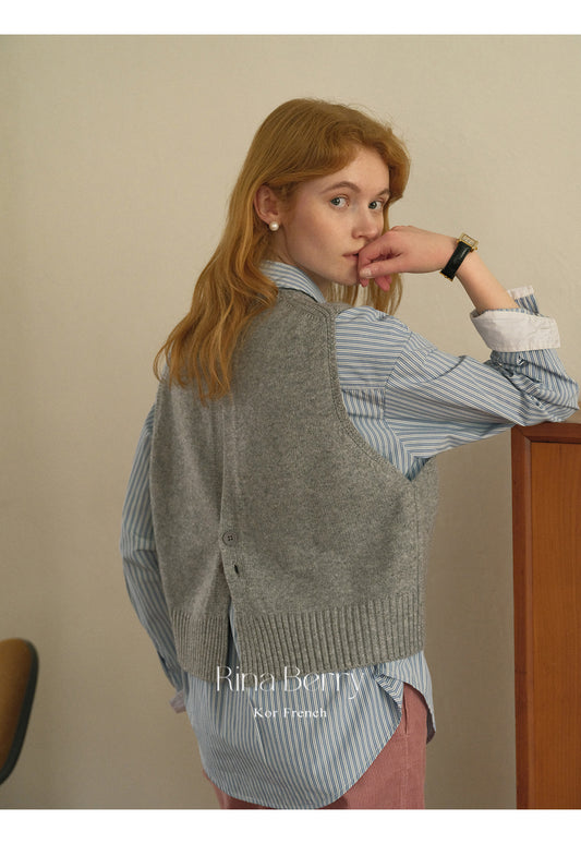 Back-Buttoned Cable Knit Vest