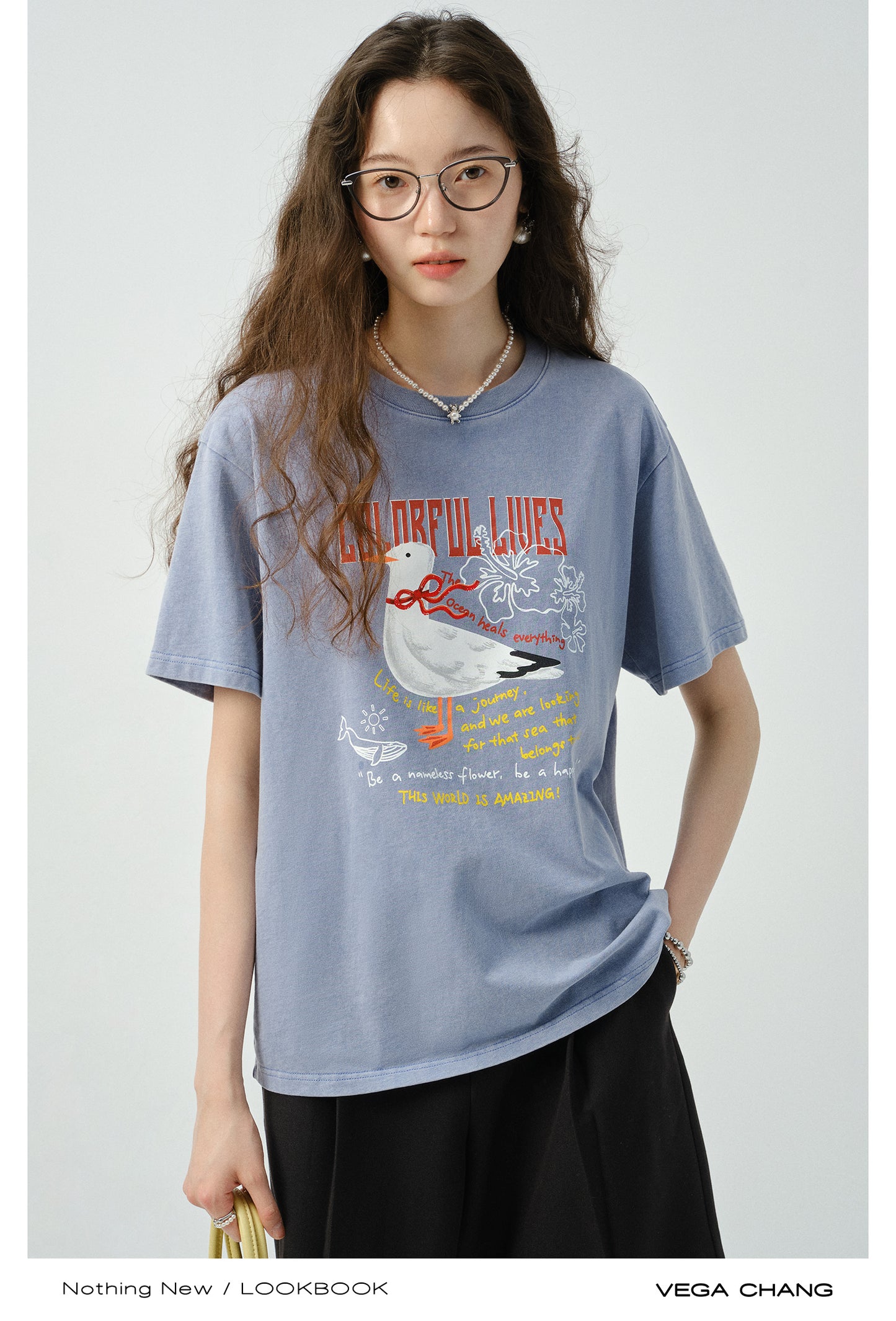 Vintage-Style Cotton Print T-Shirt
